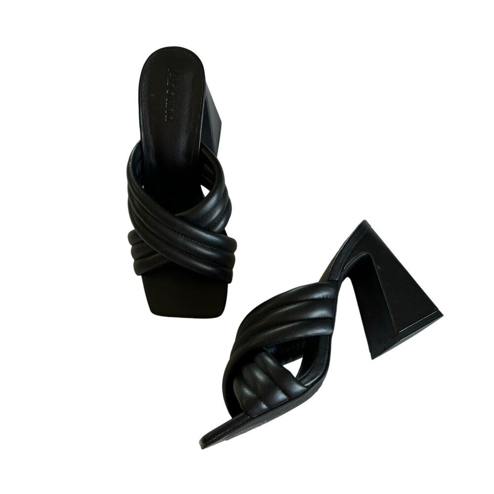 Abound Black Block Heel Crossover Strap Heels Sandals Size 6